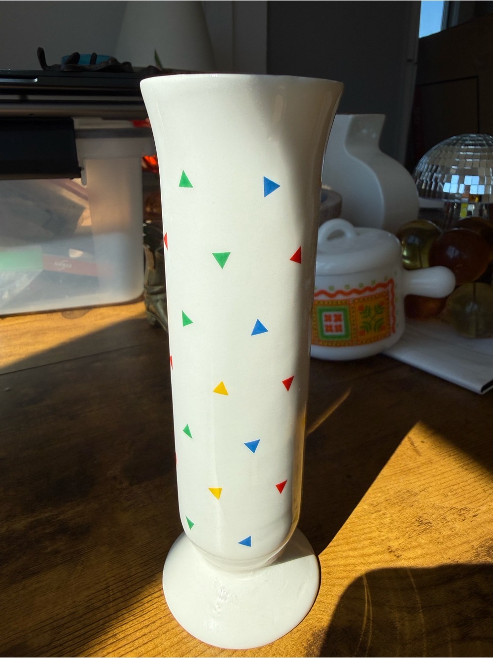 Vintage FTD rainbow confetti vase
